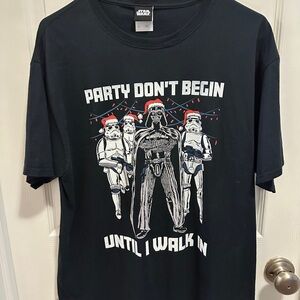 Vintage Star Wars Darth Vader Christmas Black Graphic T-shirt